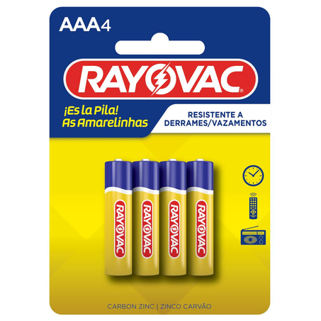 Pilha Rayovac AAA - Palito - Com 4 Pilhas