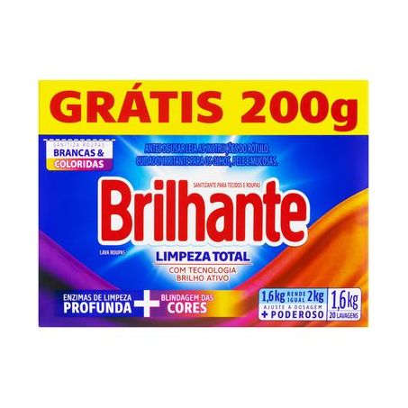 Lava Roupas Sanitizante em Pó Brilhante Limpeza Total Oferta 1.6KG