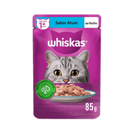 Alimento para Gatos Adultos Whiskas Atum ao Molho Sachê 85gr