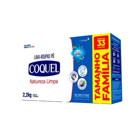 Lava Roupas Coquel Em Pó Natureza Limpa Caixa 2,2kg 
 