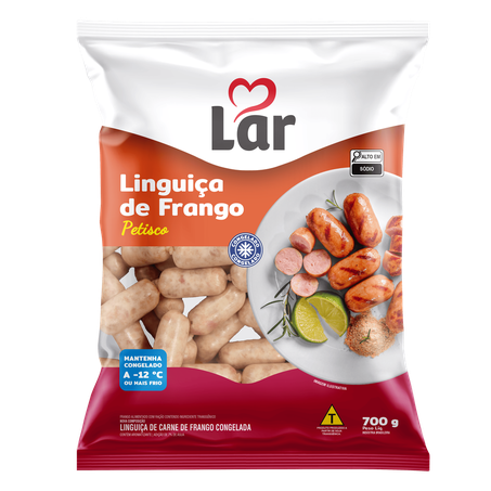 Linguiça lar petisco de frango congelada pacote 700g
