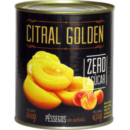 Pessego calda citral 450gr golden metades zero açucar