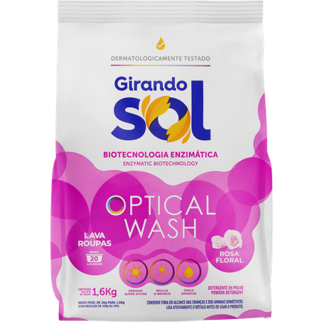 Lava roupas pó girando sol optical wash rosa floral pacote 1.6kg