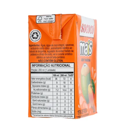 Água De Coco SococoTangerina 200ml 360-29