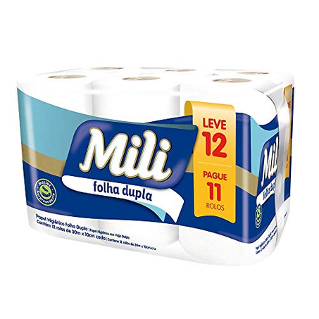 PAPEL HIGIÊNICO FOLHA DUPLA MILI COM 12 ROLOS
