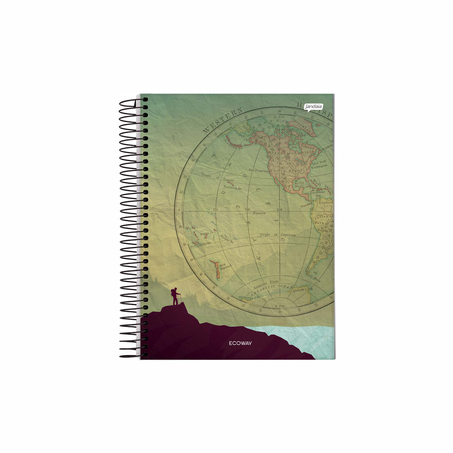 Caderno espiral jandaia capa dura 1-8 eco way 80 folhas
