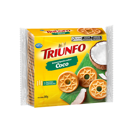 Biscoito triunfo amanteigado coco 248g*