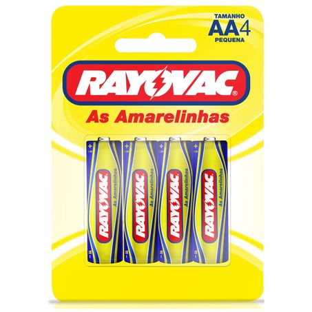 PILHA AA RAYOVAC AS AMARELINHAS PEQUENA 4 UNIDADES 1,5V