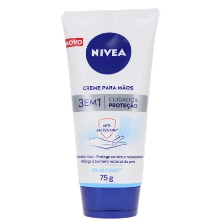 Creme hidratante nivea para mãos antibacteriano 3 em 1 bisnaga 75g 360-1