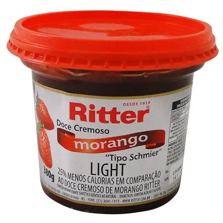 Doce Cremoso de Fruta Ritter Light Morango Pote 380G