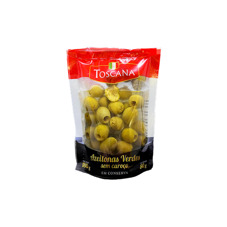 AZEITONA TOSCANA VERDE SEM CAROÇO SACHÊ 180G