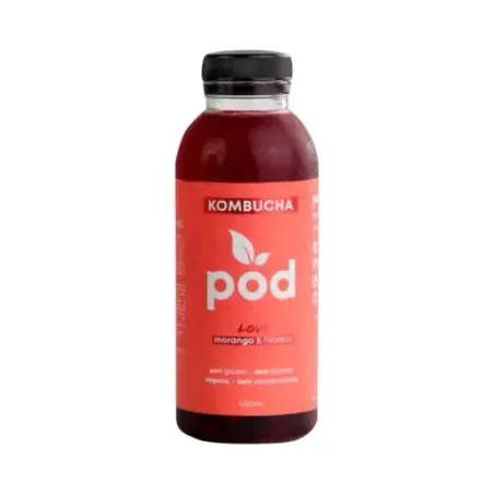 Kombucha pod morango e hibisco 400ml