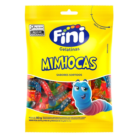 Bala de Gelatina Fini Minhocas Cítricas 80G