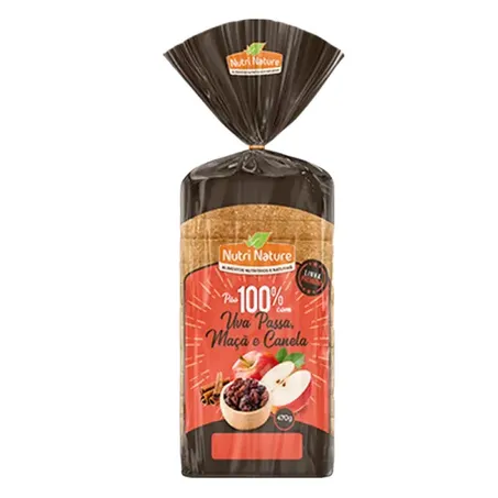PÃO COM UVA MAÇÃ E CANELA NUTRI NATURE INTEGRAL 470G
