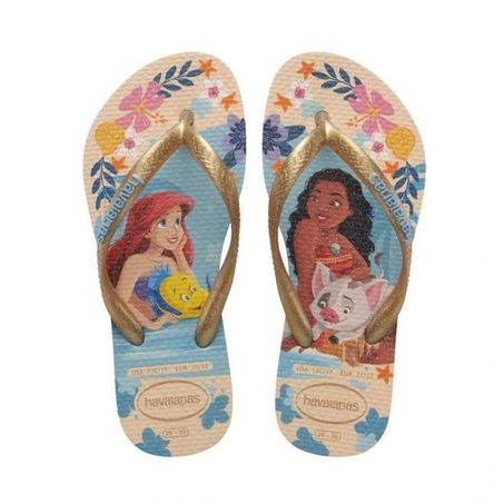 Sand.havaianas kids slim princess palha/bege 33/34