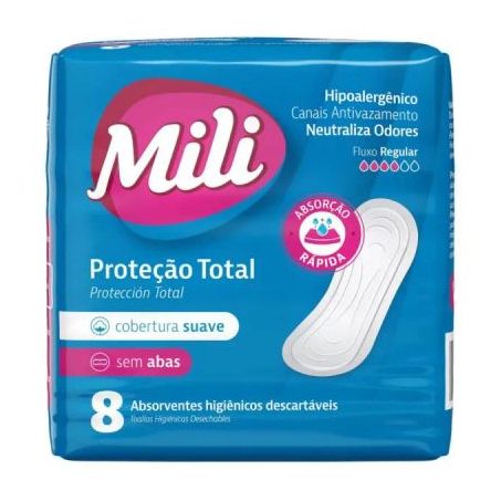 ABSORVENTE PROTECAO TOTAL S/ABAS MILI C/8