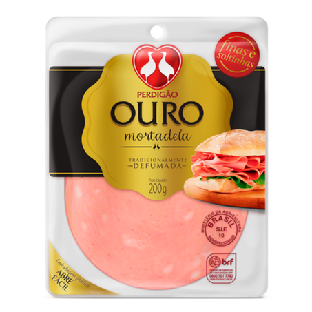 Mortadela perdigao fatiada ouro defumada 200g