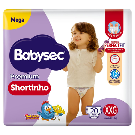 Fralda Babysec Shortinho Mega M - 30/ G - 24/ XG - 22/ XXG - 20/ XXXG - 16