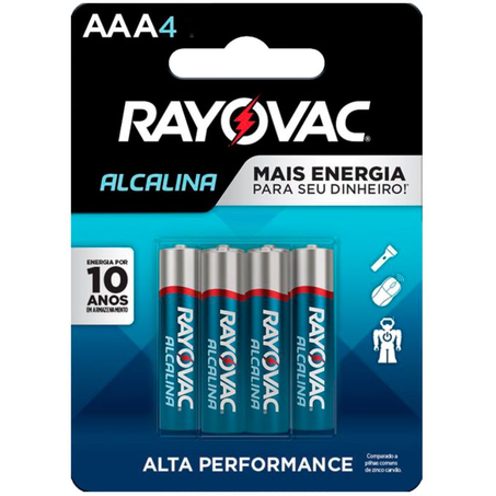 Pilha Rayovac Alcalina Palito Com 4 Unidades