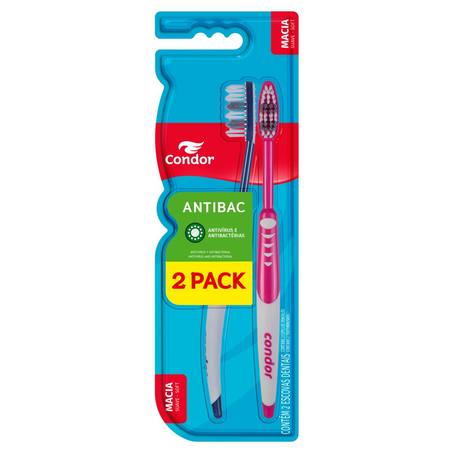 Escova Dental Condor Antibacteriana - Leve 2, Pague 1 Escova