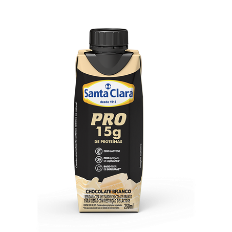Bebida lactea prot 15g santa clara 250ml chocolate branco