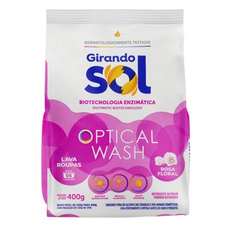 Sabão em Pó Rosa Floral Girando Sol Optical Wash Pacote 400g