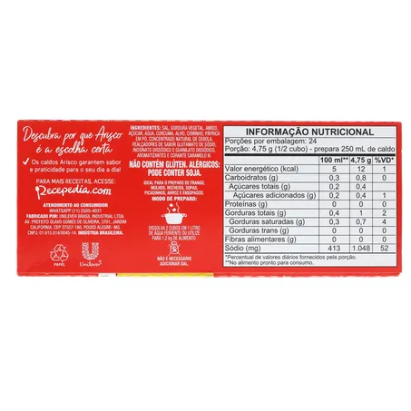 CALDO EM TABLETE ARISCO GALINHA CAIPIRA 114G 360-18