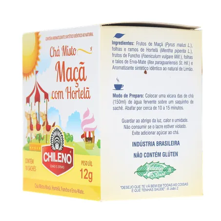 Chá Misto Chileno Maçã com Hortelã Sachê 1.2gr - Caixa com 10un - 12gr 360-24