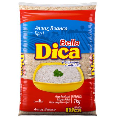 Arroz bella dica 1kg branco