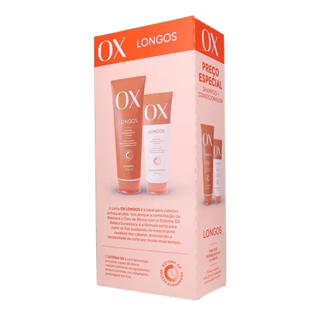 Kit Shampoo com 375Ml  Condicionador com 170Ml Ox Longos 360-21