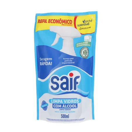 LIMPA VIDROS SAIF LEVE 500ML PAGUE 400ML SACHÊ 360-0