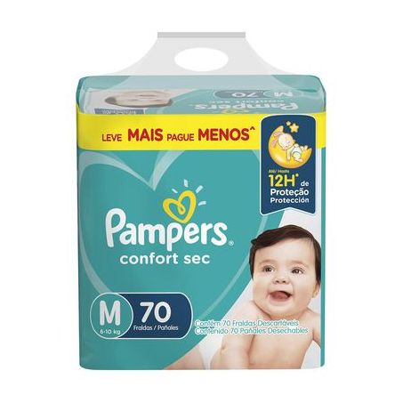 FRALDA PAMPERS CONFORTSEC BAG M 70UN