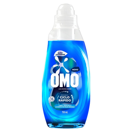 Sabão Líquido Omo 750ml - Ciclo Rápido - Ação Antiodor