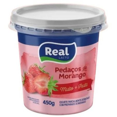 IOGURTE REAL COM PEDAÇOS DE MORANGO 450G