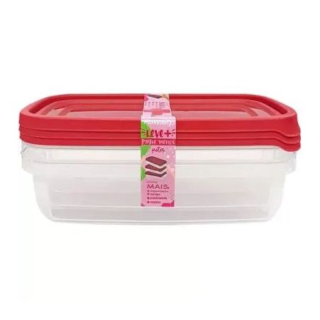 KIT POTE PLASVALE MAIS RETANGULAR SORTIDO 710ML C/3