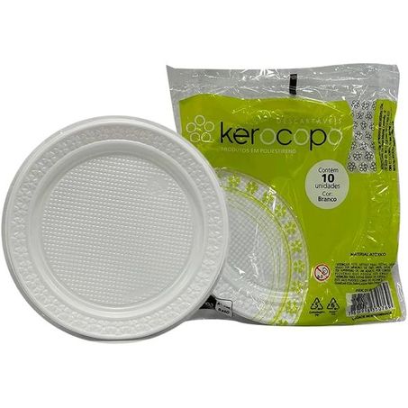 Pratos Brancos Kerocopo 21cm c/10un