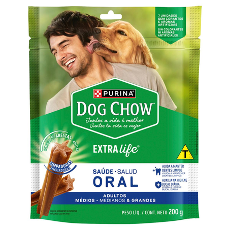 Petisco Dog Chow 200g - Oral - Raças Médias e Grandes