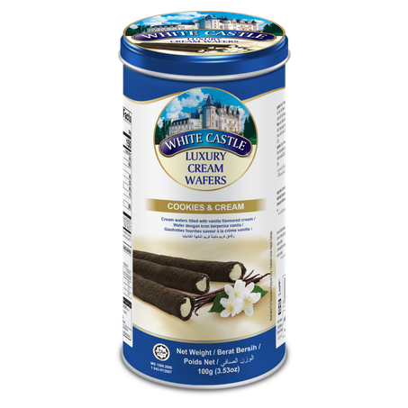 Rolinho wafer white castle chocolate c/rech de c/baunilha ori: malásia 100g