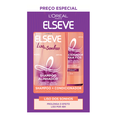 Sh Elseve 375ml + Cond 170ml Liso Dos Sonhos