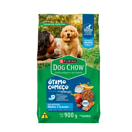 Alimento Para Cães  Dog Chow Filhotes Raças Média e Grande Extra Life Pacote 900g 
 