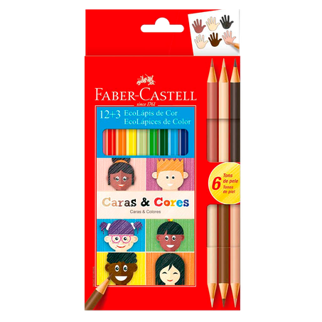 Lápis de Cor Faber Castell Caras E Cores Embalagem 12UN