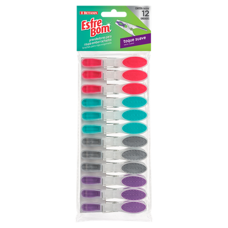 PRENDEDOR DE ROUPA ESFREBOM PLÁSTICO SORTIDO PAGBOARD C/12UNID