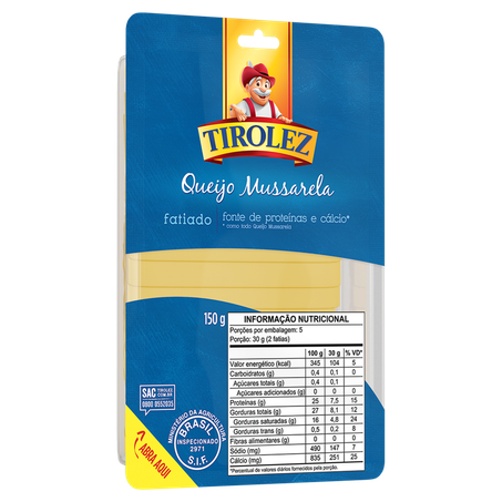Queijo Mussarela Fatiado Tirolez 150g