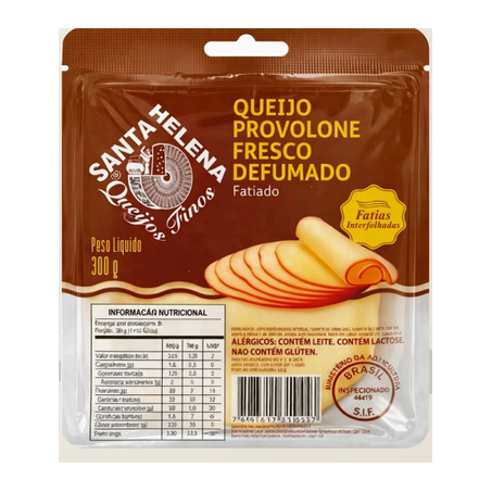 QUEIJO PROVOLONE FRESCO DEFUMADO FATIADO SANTA HELENA PACOTE 300G