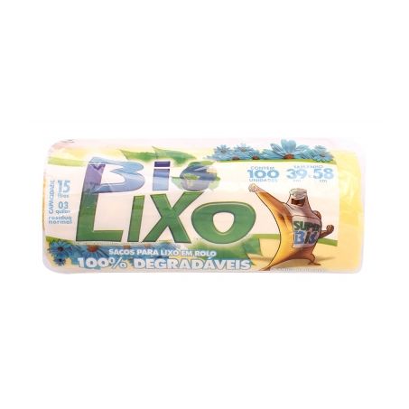 Saco lixo degradável bio plastic 15l 39x58