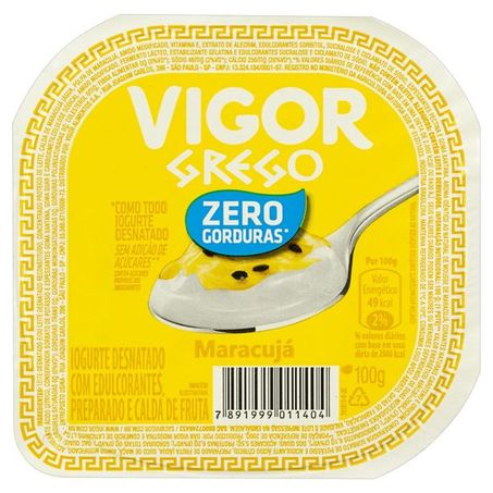 Iogurte vigor grego maracujá zero gordura 100g