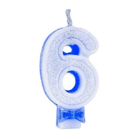 Vela super com gliter azul com 1un n-06