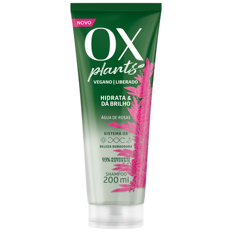 Shampoo ox plants vegano 200ml hidrata e dá brilho