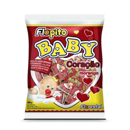 Pirulito Florestal Baby Coração Morango Embalagem 400G