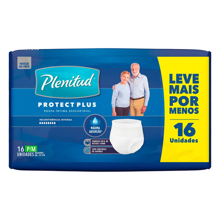 Roupa Íntima Plenitud Protect Plus P/M com 16 Unidades